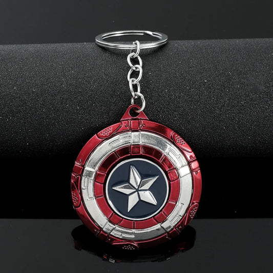 Marvel Captain America Shield Keychain Fun Rotate Relieve Anxiety Toy Keyring Avengers Car Bag Key Holder