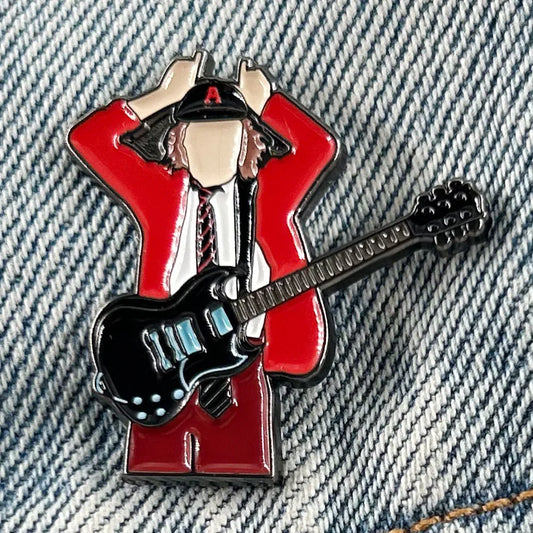 Rock Band Badge Guitarist Angus Young Enamel Pin Music Jewelry Fans Gift Fun Backpack Decorative