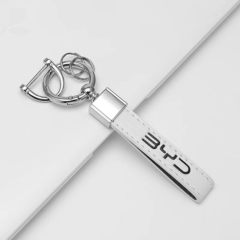 New Men Women Luxury Suede Leather Keychain Logo BYD Keyrings For BYD Tang Han DM Atto 3 Seal Dolphin Car Keychain Accessories