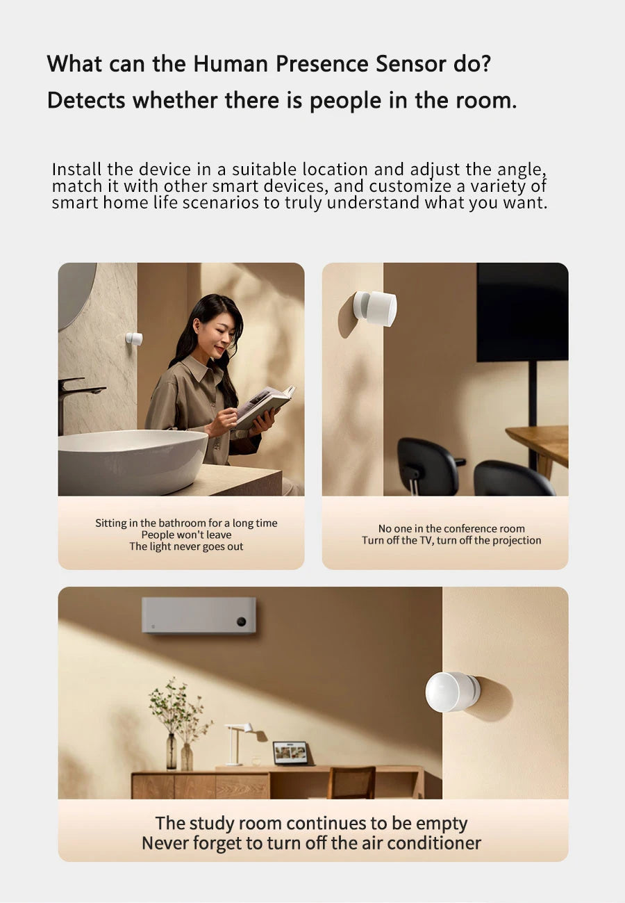Xiaomi Mijia Human Presence Sensor Smart Wireless Home Connection Bluetooth 5.0 Body Motion Sensors For Mi Home App XMOSB01XS