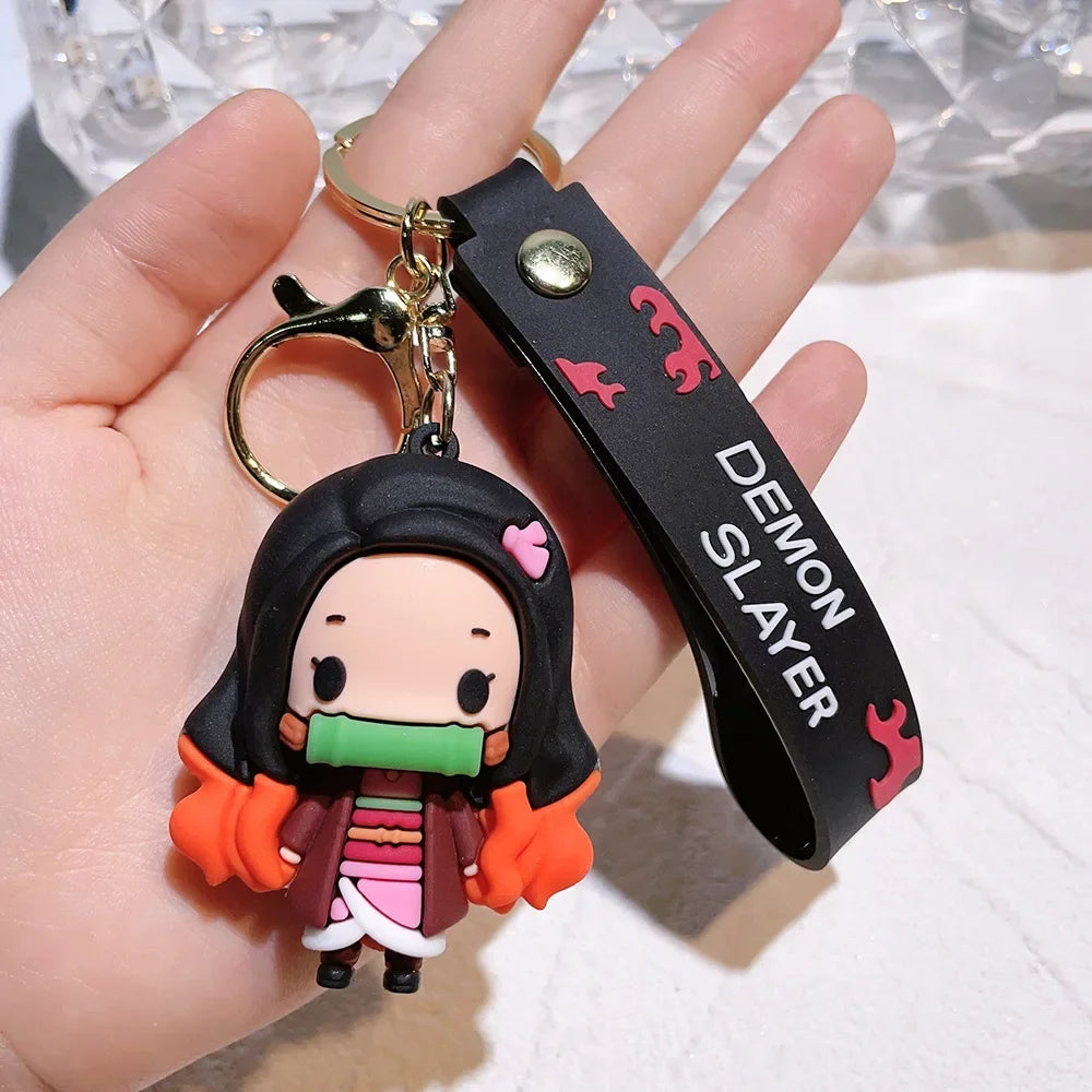 Anime Demon Slayer Pendant Keychain Cute Kamado Tanjirou Rengoku Kyoujurou Keychain Cosplay Keyring Souvenir Gift