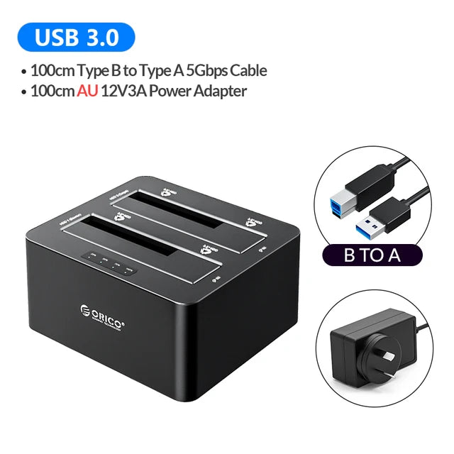 ORICO 2/4 Bay Hard Drive Docking Station with Offline Clone SATA to USB 3.0 HDD Docking Station for 2.5/3.5 inch HDD/SSD