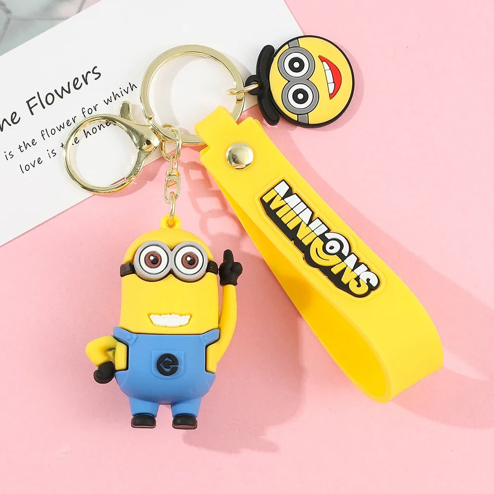 Cartoon Minions Keychain Kawaii Silicone Pendant Keyring Chinese Zodiac Cosplay Accessories for Car,Backpack,Keys