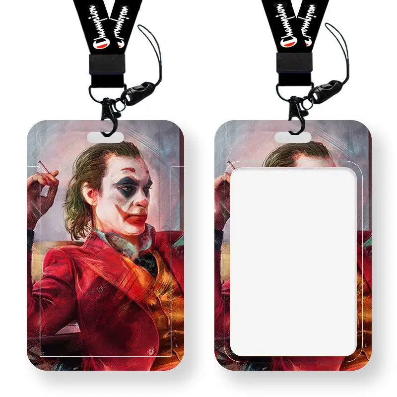 DC Joker Harley Quinn Anime Movie Periphery Student Campus Card Cover Creative Cartoon Lanyard Work Card Protective Cover Gifts