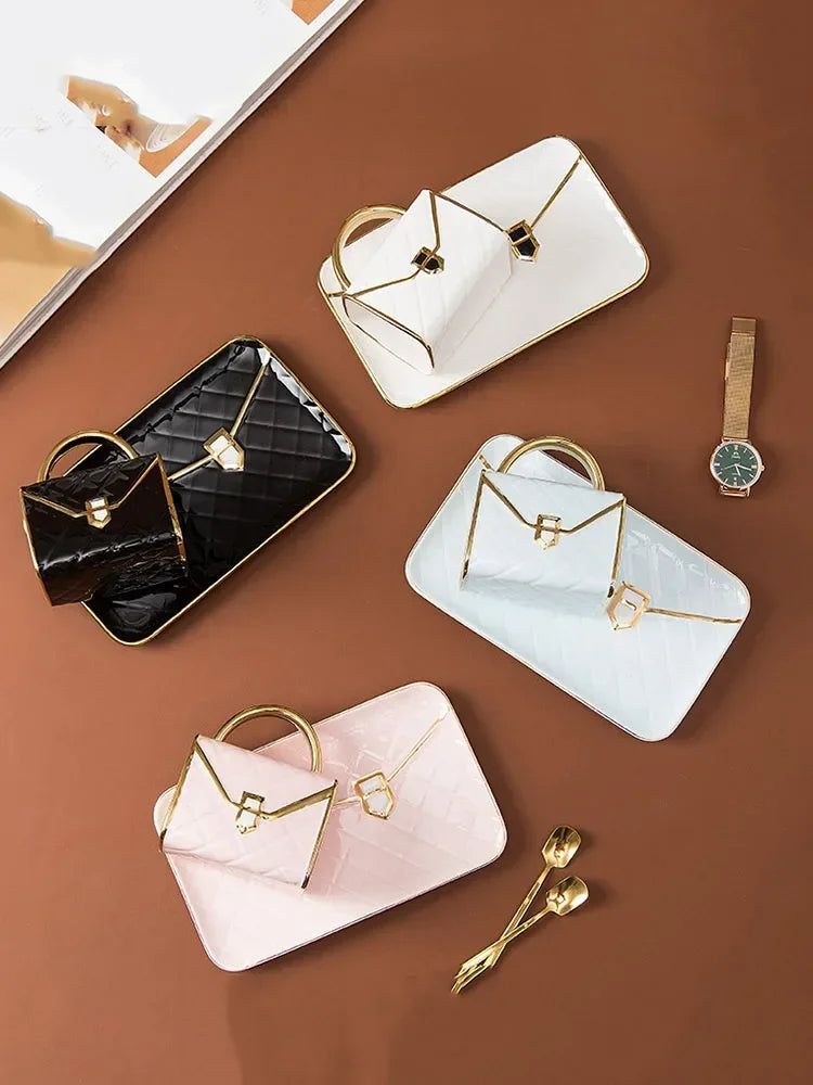 Handbag Shaped Mug Luruxy Coffee Cup Creative Tote Bag Shaped Cups Linner Saucer Set Dessert Afternoon Tea Mugs Drinkware Gifts