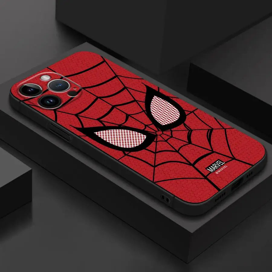 Marvel Spiderman Phone Case for iPhone 14 Pro 11 Pro 15 ProMax XS Max 7 8 Plus 13 Mini 12 16 SE XR Black Soft Cover