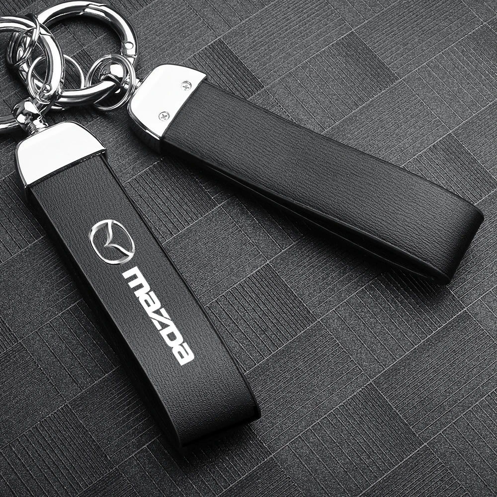 1Pc Car Key Holder KeyRing Leather Keychain With Logo Accessories For Mazda 2 3 MS 6 CX 5 Artzma 6 Axela MX30 CX-8 Miata Demio 7
