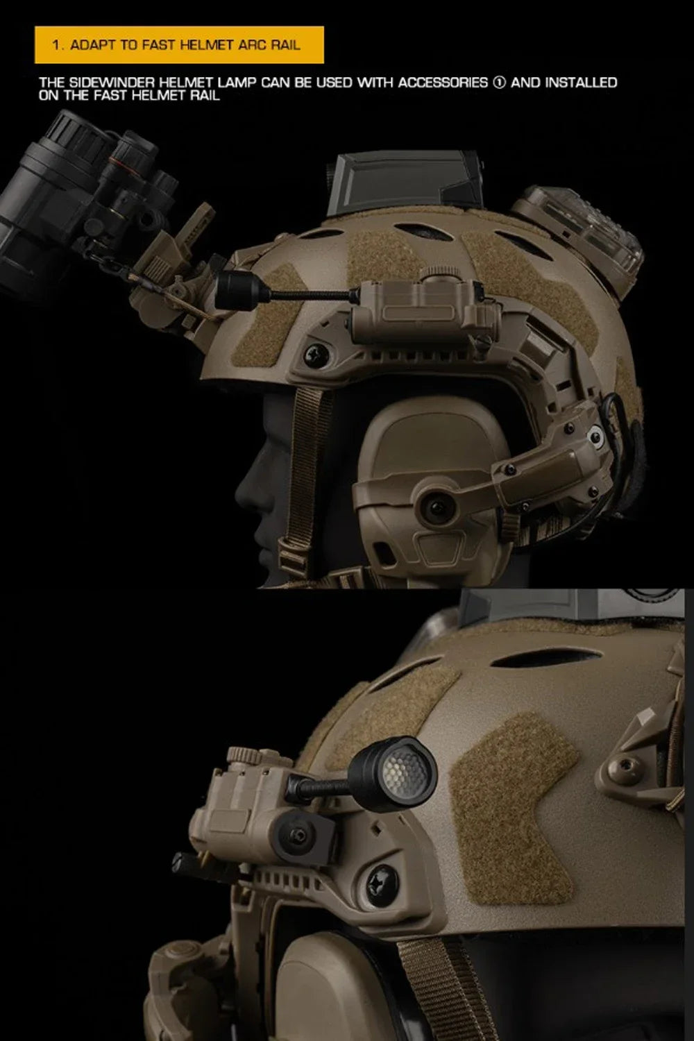 Tactical Helmet Lamp Head Lantern with Multi-color IR Light for Weapon Lights and Emergency Signal Outdoor Hunting Camping