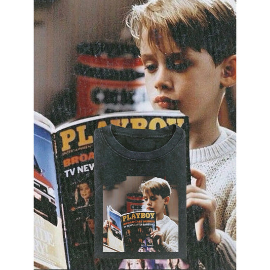 Men's Vintage 90s Movie Scene Graphic T Shirt Oversized Streetwear 100% Cotton Washed Short Sleeve Casual Tee