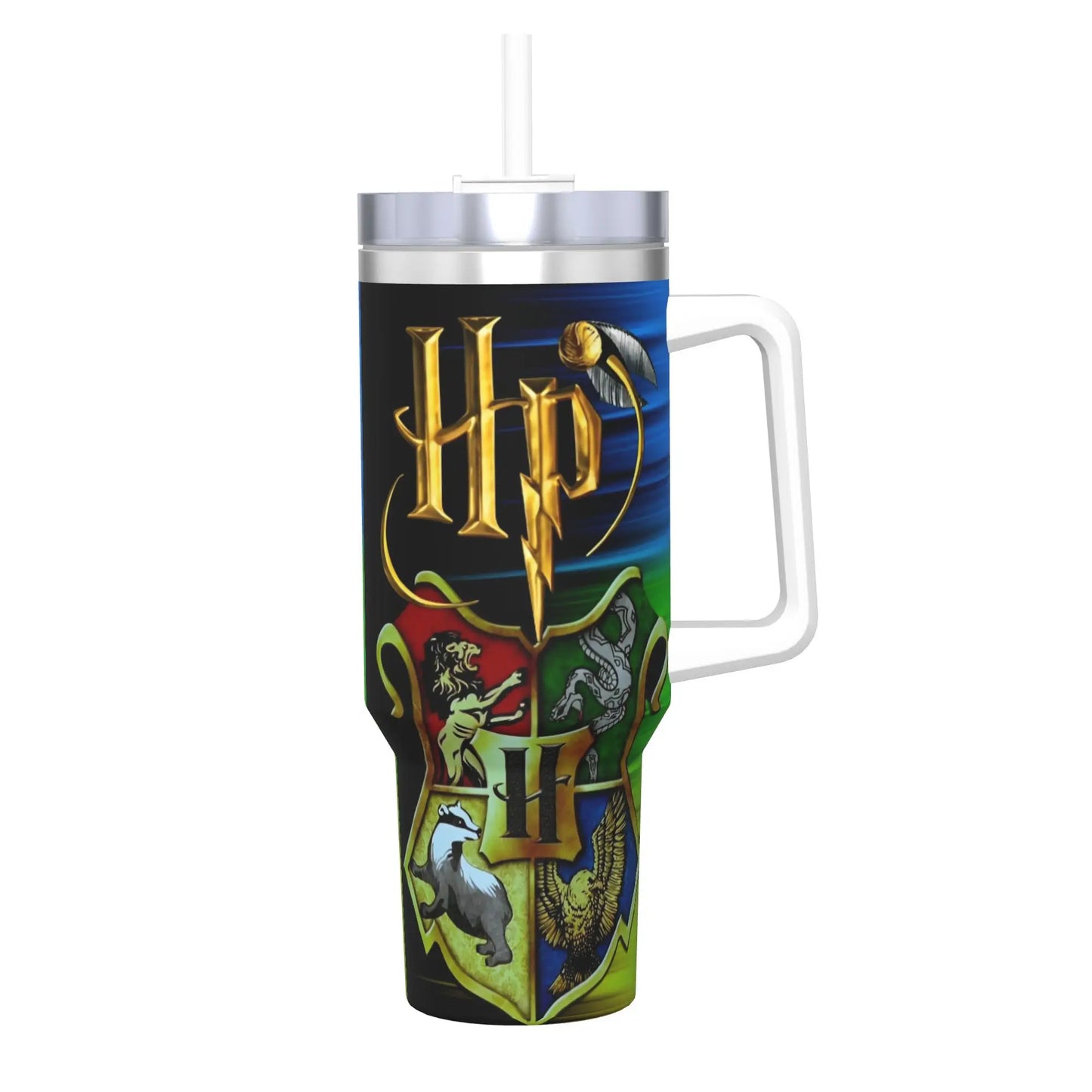 H-HARRY Movie Car Mugs With Straws  P-POTTER Travel Cold and Hot Water Bottle Portable Large Capacity Coffee Mug