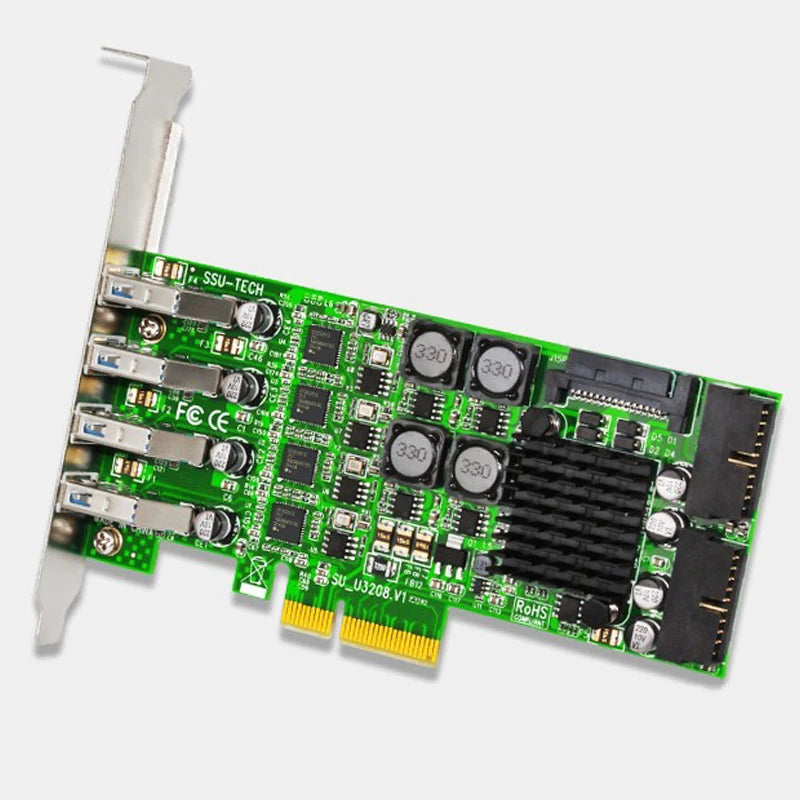 PCI Express USB 3.0 Expansion Card PCI-E X4 to 4 Port USB 3.0 + 2x 19Pin Header SATA Power Supply PCIE USB3.0 Controller Adapter