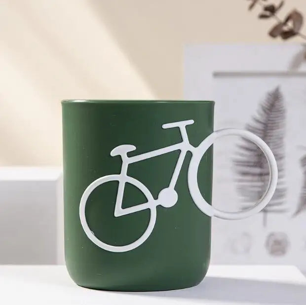 Bicycle Handle Couple Toothbrush Cup PP Mug For Juice Water Milk Student Dormitory Cups 400ml Christmas Gifts