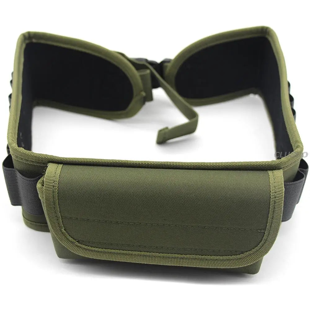 Tactical Bandolier Belt Shotgun Rifle 12 Gauge Cartridge Holder Bandolier Hold 30 Shells with Pocket & Quick Release Buckle
