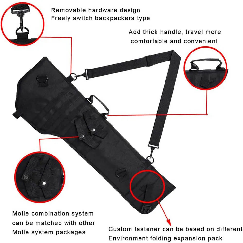 Scabbard Shotgun Bag Shoulder Bag Tactical Backpack Rifle Storage Bag Molle Gun Holster Outdoor Camping Hunting