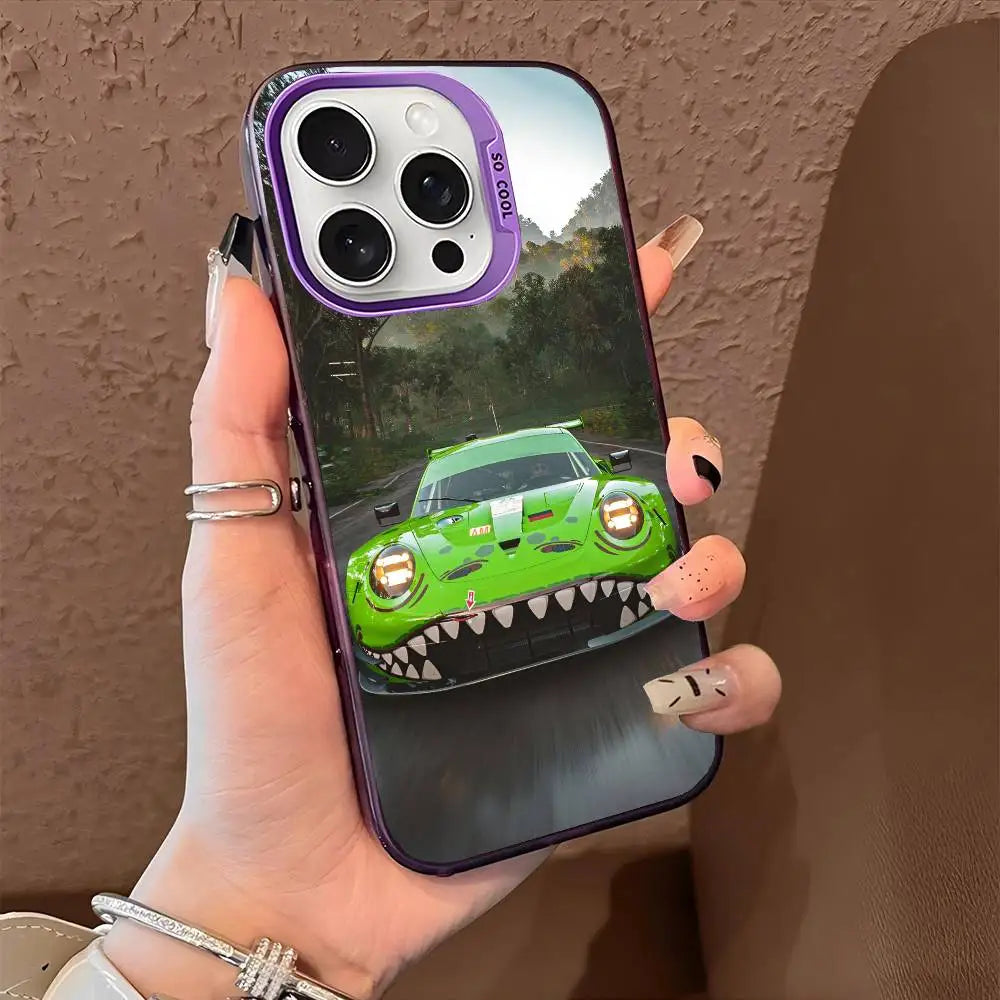 1PC Artistic Luxury Cars Phone Case For IPhone 17 17Air 16 15 14 13 12 11 Pro Max Plus Colorful Silver