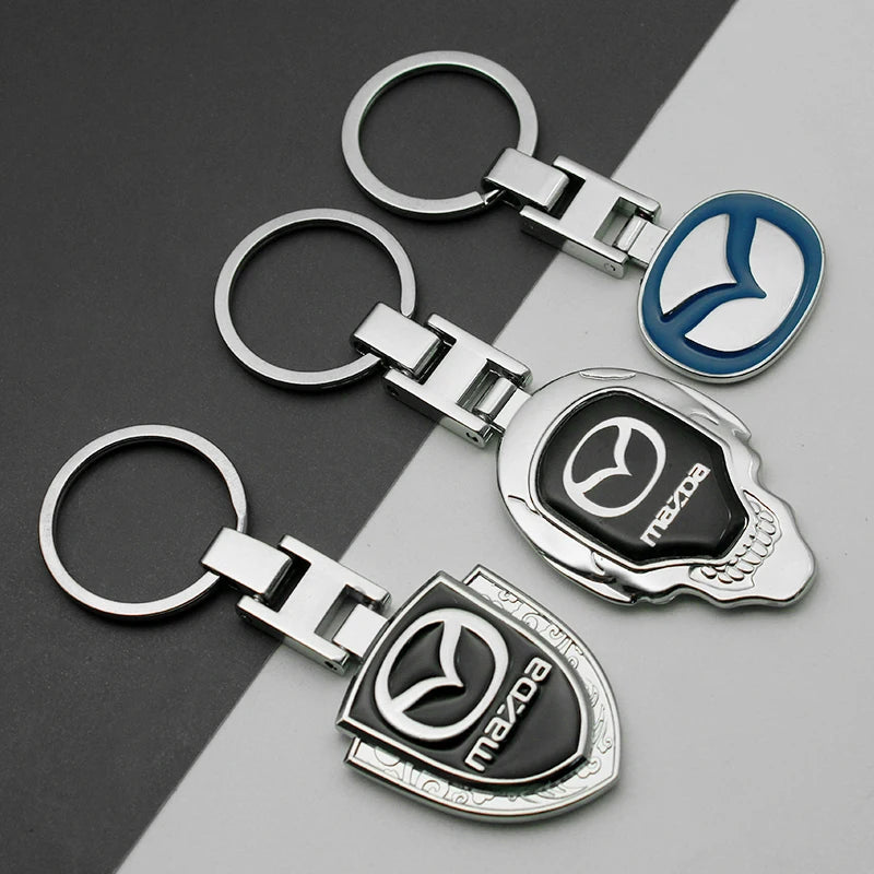 Key Chain 3D Metal+Leather Car Emblem Keyring For Mazda 3 2 6 Atenza Axela Demio CX3 CX4 CX5 CX6 MP MS RX8 CX30 MX3 MX5 BK
