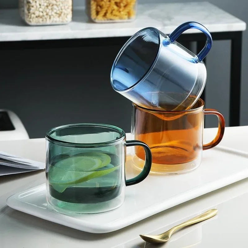 Creative Double Bottom Glass Mugs for Home, 250ml Drinking Tumbler for Wine, Whiskey, Vodka, Coffee, Juice, Water, Tea