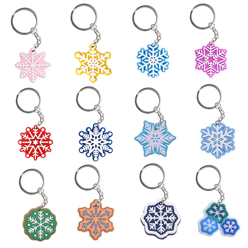 Snowflake Series Keychain New 2D PVC Soft Rubber Backpack Decoration Christmas Gift Car Free DIY Keychain Accesorios Bag Charm