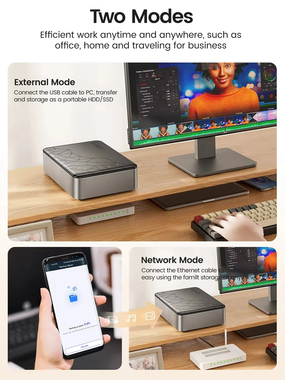 ORICO Private Cloud Nas Network Storage Server Personal Home Automatic Backup 2.5/3.5"SATA HDD Case External Hard Disk Enclosure