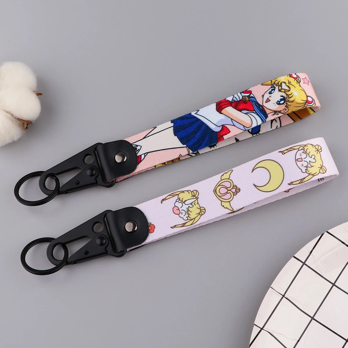 Kawaii Anime Keychain Straps Rope Cute Lanyard Bracelet for Keys Wrist Strap Short Lanyard Pendant Key Chain