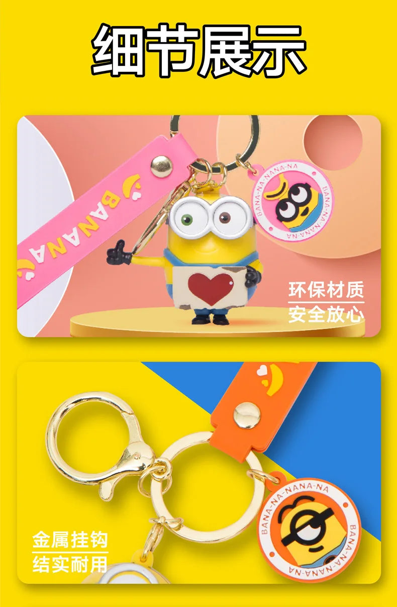 Cute Minion Keychain Cartoon Creative Exquisite Anime Doll Keychain Couple School Bag Pendant Accessories Gift
