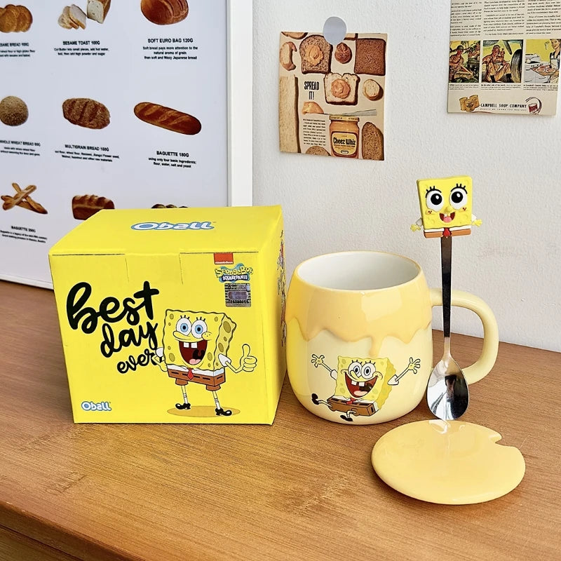 Cute SpongeBob Mugs Cartoon SquarePants Patrick Star Coffee Tea Milk Mugs Cups 400ML Creative Office Water Cup Anime Girls Gifts