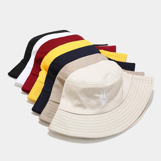 Fashionable Embroidered Fisherman's Hat Beach Men's And Women's Fishing Hat Outdoor Sun Hat Cartoon Pattern