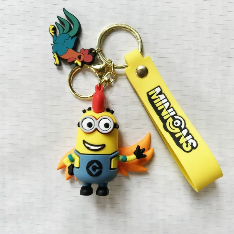 MINISO Minion Keychain Chinese Zodiac Series Cute Cartoon Children's Toy Keyring School Pack Car Key Accessories Gift