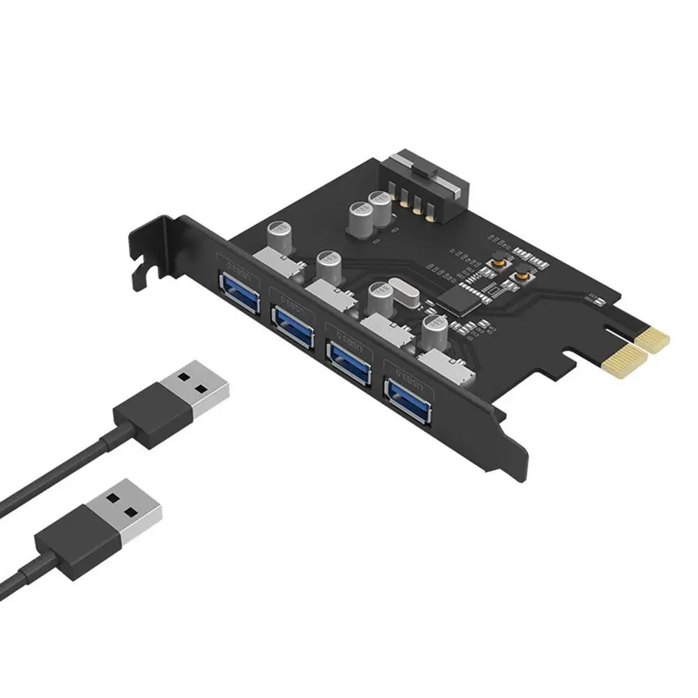 ORICO SuperSpeed 4 Port USB 3.0 PCI-E Express Card PCIE to 5Gbps 4 Port USB 3.0 PCI Express Expansion Card Adapter for Computer