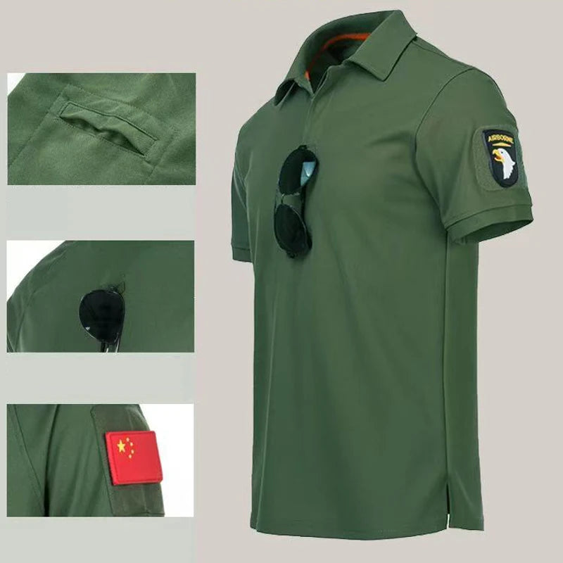 Tactical Military T-shirt Outdoor Breathable Army Combat Men Pullover Quick Dry Trekking Camping Hiking Fishing Polos Tee Tops