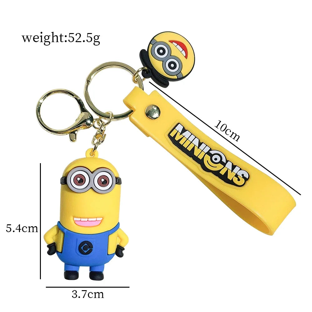 Cartoon Minions Keychain Kawaii Silicone Pendant Keyring Chinese Zodiac Cosplay Accessories for Car,Backpack,Keys
