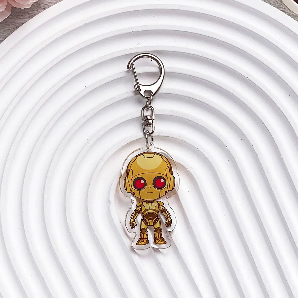 Star Wars Acrylic Keychain Luke/Anakin/Yoda Jedi Charm with Lightsaber Design, Sci-Fi Movie Collectible Keyring Gift For Friends