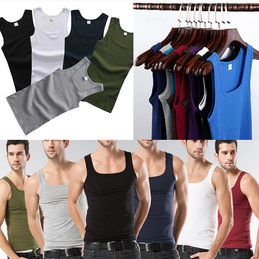 Casual Men Vest Cool Fitness Vest Sleeveless Tops Undershirt Plus Size Men Clothing Tank Tops Summer Black White Gray Vest Male