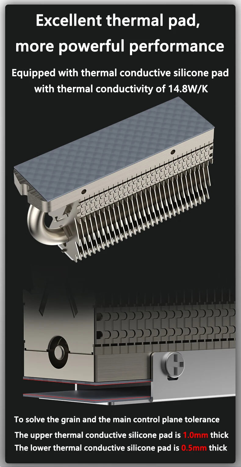 COOLLEO HR-09 M.2 2280 SSD Heatsink Fully Electroplated Reflow Welding AGHP HeatPipe 2280 NVMe SSD Cooler