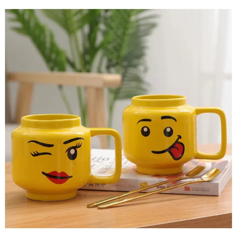 Cute Cartoon 250ML Mug Cups Ceramic Coffee Milk Tea Drinkware Impish Expression Pattern for Couple Friend Christmas gifts Travel