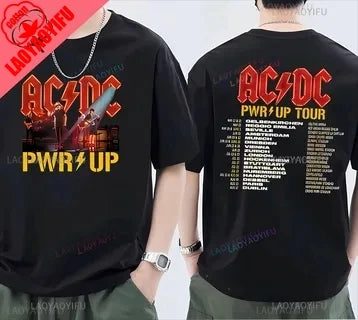 ACDC PWR UP TOUR 2024 Print Shirt Classic Patterned Shirt From 1979 Hip Hop Trend Tee Shors Sleeve Men's T-shirt 100% Cotton
