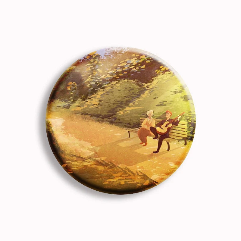 Good Omens Pin Comedy British TV Show Cartoon Brooch Crowley Angel Funny Badge Accessories For Backpack Decoration Friend Gift