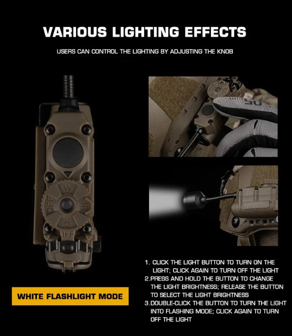 Tactical Helmet Lamp Head Lantern with Multi-color IR Light for Weapon Lights and Emergency Signal Outdoor Hunting Camping