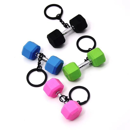 pvc dumbbell keychain key ring creative car key chain sports keychain key holder portachiavi chaveiro llaveros hombre bag charm