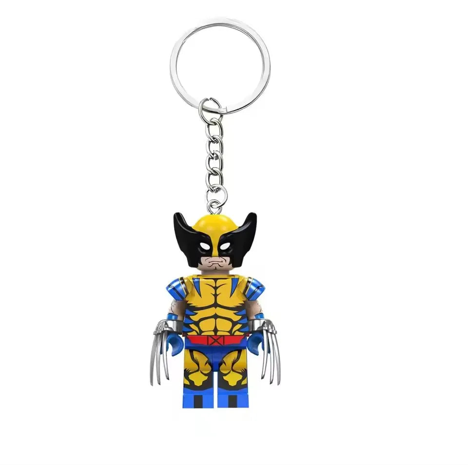 12 Style Marvel Deadpool & Wolverine Keychain Superhero Creative Building Blocks Cartoon Pendant Bag Keychain Accessories Fans