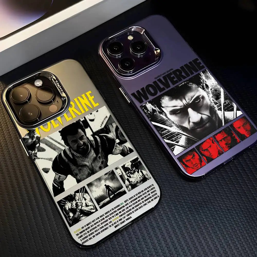 Fashion Wolverine Comic Phone Case For IPhone 16 15 14 13 12 11 Plus Pro Max Multicolor Aurora Laser Shockproof Funda Cover