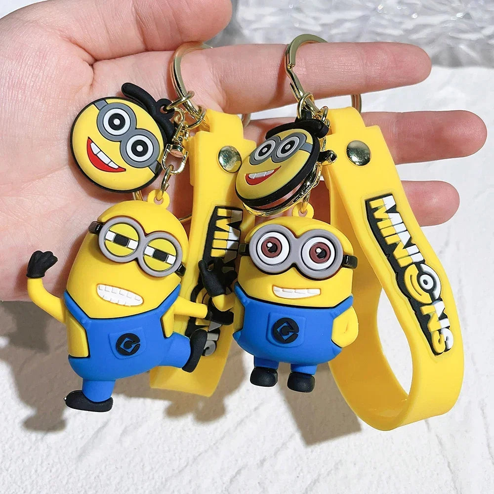 Cartoon Minions Keychain Kawaii Silicone Pendant Keyring Chinese Zodiac Cosplay Accessories for Car,Backpack,Keys