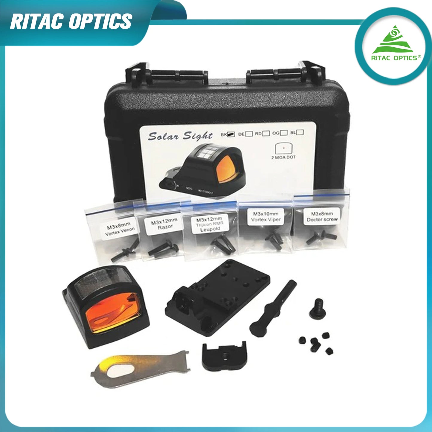 Tactical 507C Holosan Solar Power Red Dot Sight Mini Reflex with 20mm Glock Rex Mount Rail for Outdoor Pistol Hunting