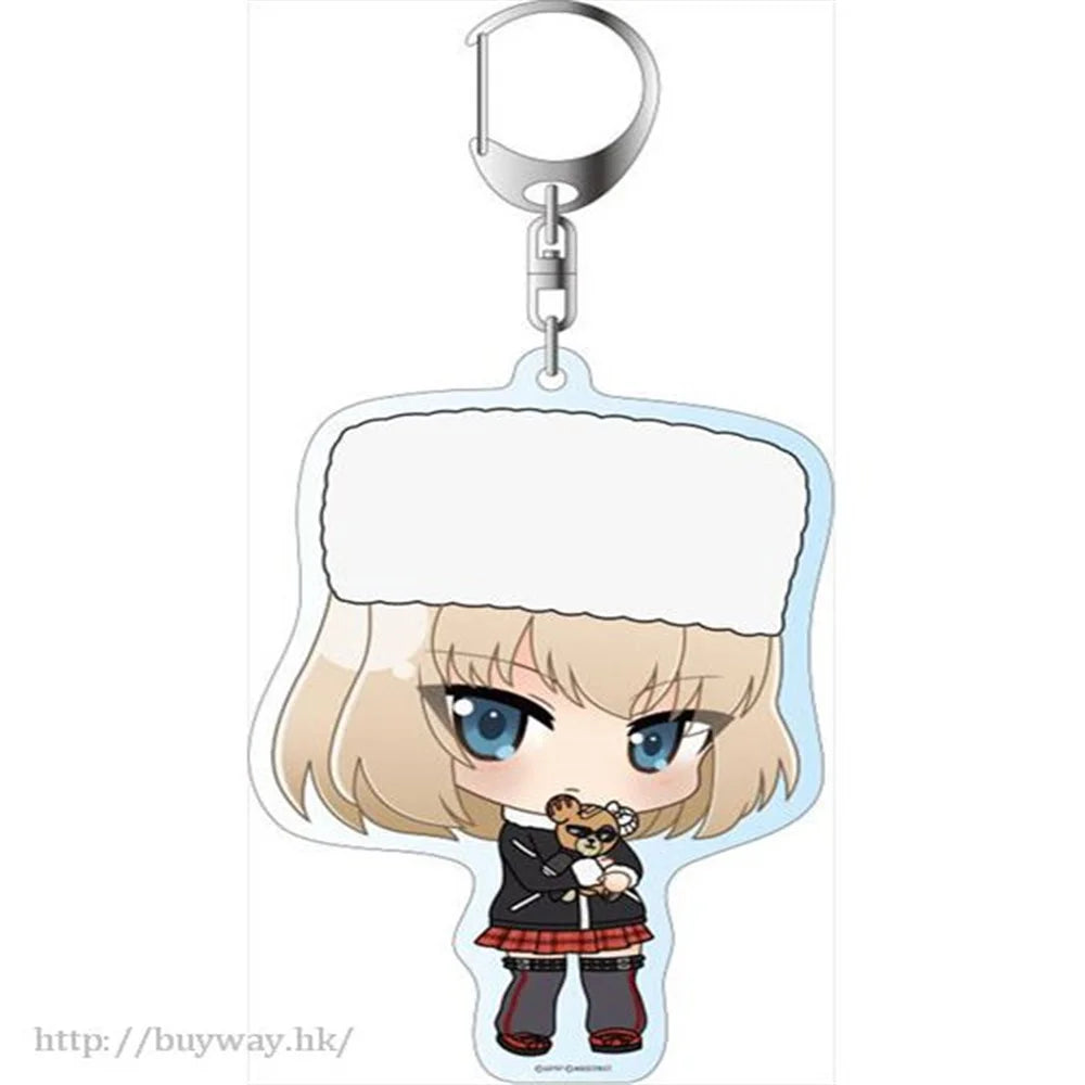 Anime Fans GiftsGIRLS und PANZER The Movie Anchovy Q Version HD Character PVC Acrylic  Keychain Collection Series About 6cm
