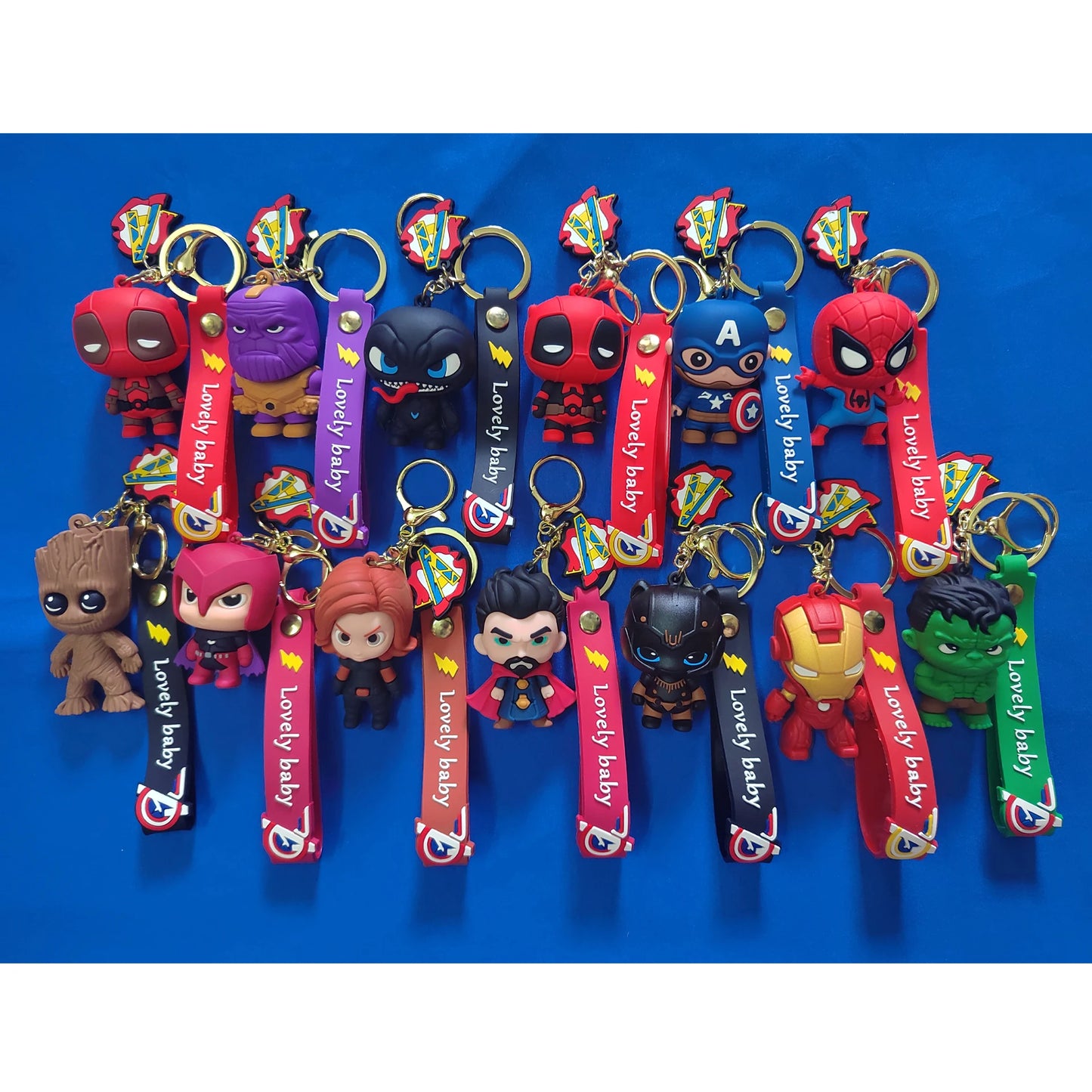 Q Version of The Marvel Series Keychain Cartoon Creative Spider-Man Doll Key Ring Schoolbag Car Key Chain Pendant Student Gifts