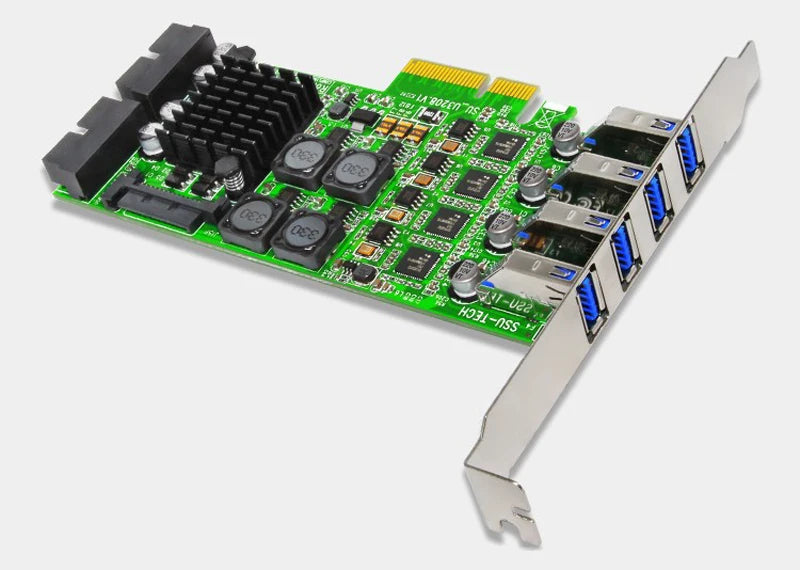 PCI Express USB 3.0 Expansion Card PCI-E X4 to 4 Port USB 3.0 + 2x 19Pin Header SATA Power Supply PCIE USB3.0 Controller Adapter