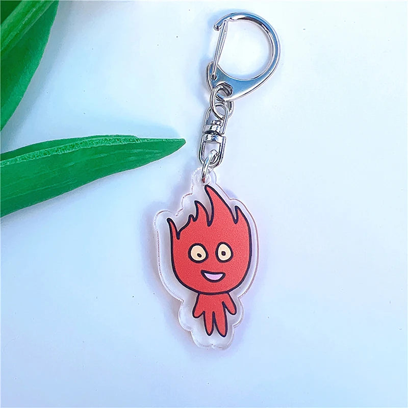 Innovative Ice and Fire Man Acrylic Keychain, Animation Game Series Inspired Trinket, Cute Gift for Children