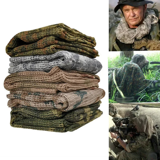 Tactical Mesh Breathbale Scarf Sniper Face Veil Camo Airsoft Hunting Cycling Hiking Neckerchief Mask Camouflage Outdoor Scarf