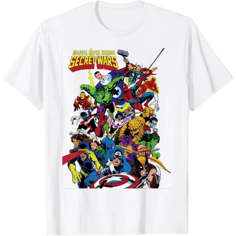 Original Superhero Cartoon Print T-shirt Marvel Summer New Men's and Women's Street Fashion Loose Casual Short-sleeved Top