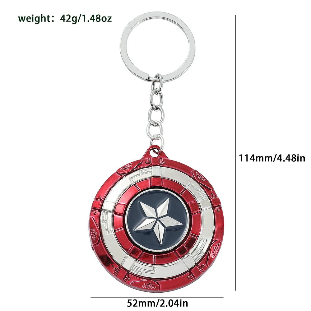 Marvel Captain America Shield Keychain Fun Rotate Relieve Anxiety Toy Keyring Avengers Car Bag Key Holder